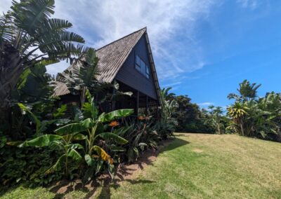 A-frame bungalow in the garden at Umzumbe Surf Camp