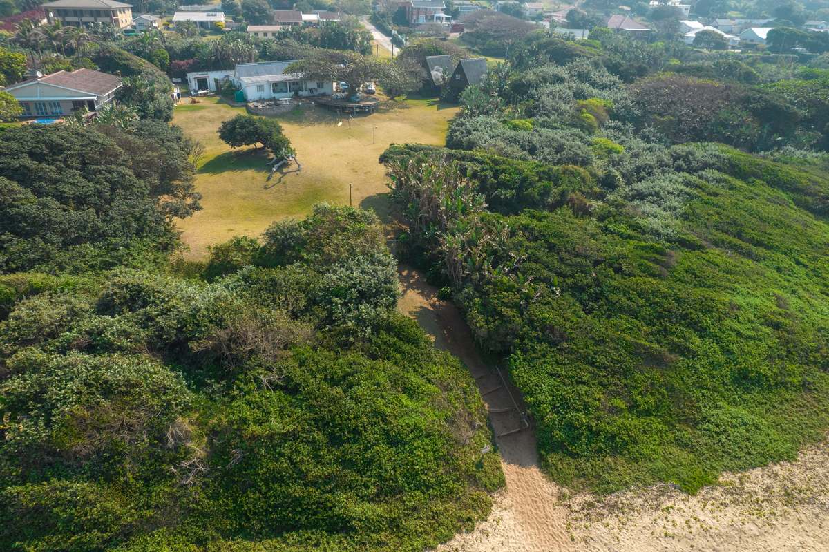 Aerial view of the path to the beach at Umzumbe Surf Camp